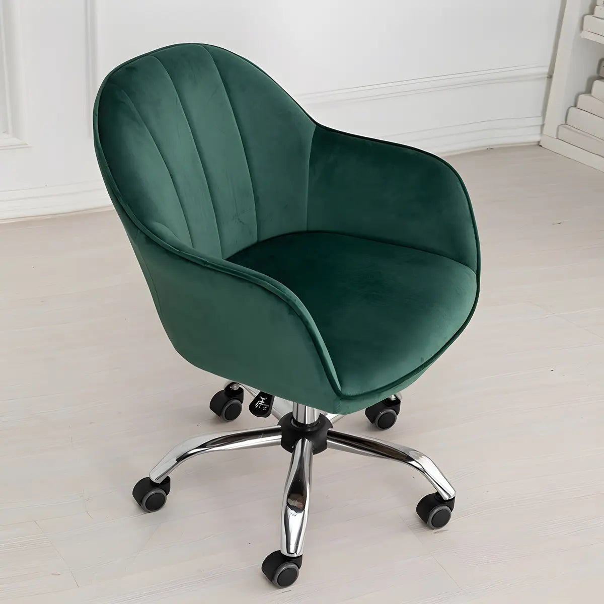 Pink Adjustable Ergonomic Velvet Swivel Office Chair Image - 5