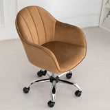 Pink Adjustable Ergonomic Velvet Swivel Office Chair Image - 7