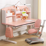 Pink Adjustable Ergonomic Wood Kids Desk with Hutch Image - 1
