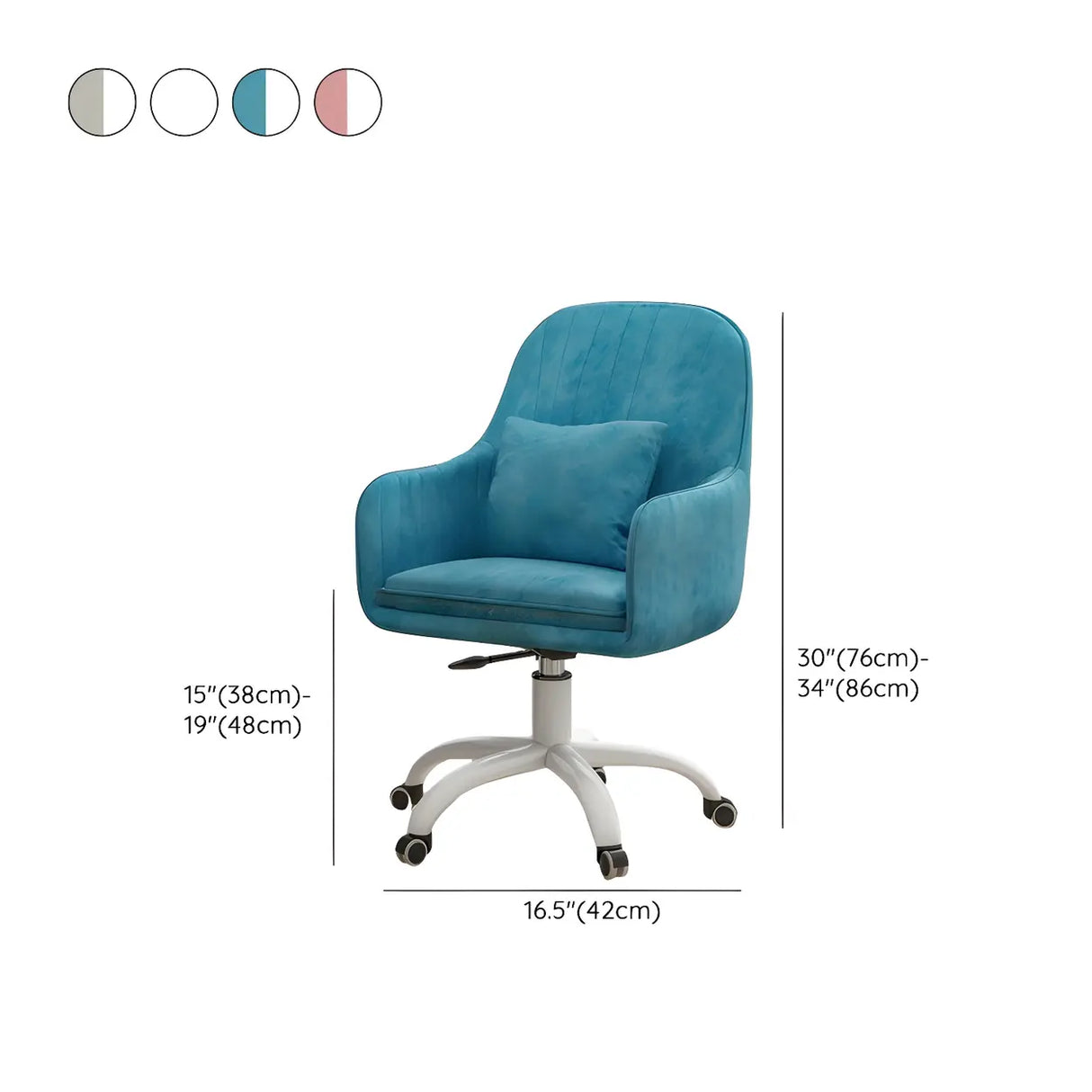 Pink Adjustable Plush Upholstered Swivel Office Chair Image - 16