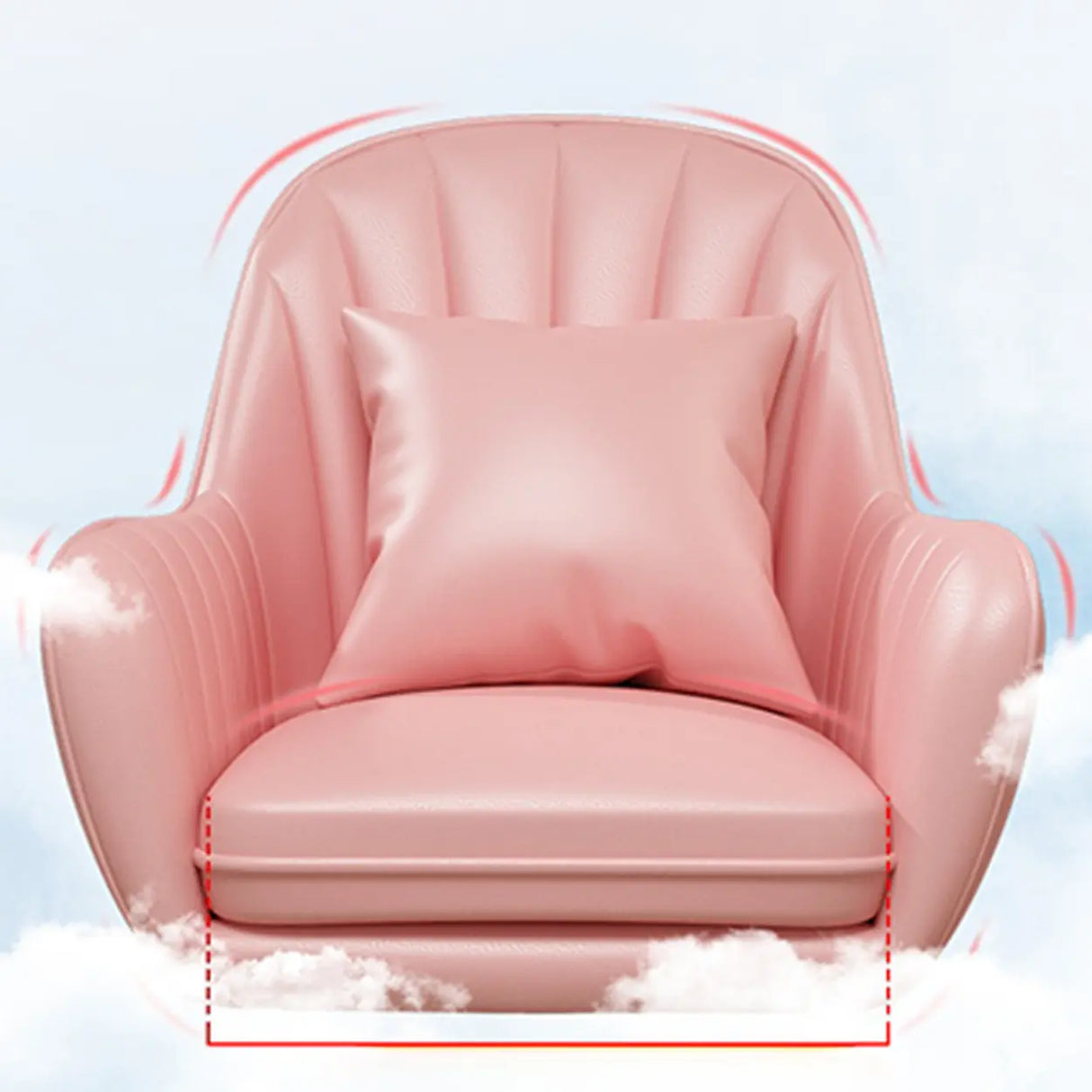 Pink Adjustable Swivel Leather Fixed Arms Office Chair Image - 11