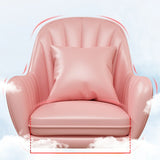 Pink Adjustable Swivel Leather Fixed Arms Office Chair Image - 11