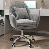 Pink Adjustable Swivel Leather Fixed Arms Office Chair Image - 2