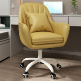 Pink Adjustable Swivel Leather Fixed Arms Office Chair Image - 26