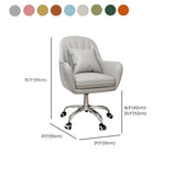 Pink Adjustable Swivel Leather Fixed Arms Office Chair Image - 34