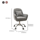 Pink Adjustable Swivel Leather Fixed Arms Office Chair Image - 36