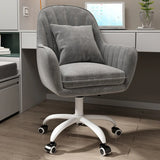 Pink Adjustable Swivel Leather Fixed Arms Office Chair Image - 5