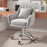 Pink Adjustable Swivel Leather Fixed Arms Office Chair Image - 6