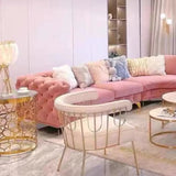 Pink Baby Fleece Square Arm Tufted Modular Sofa Chaise Image - 10