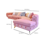 Pink Baby Fleece Square Arm Tufted Modular Sofa Chaise Image - 16