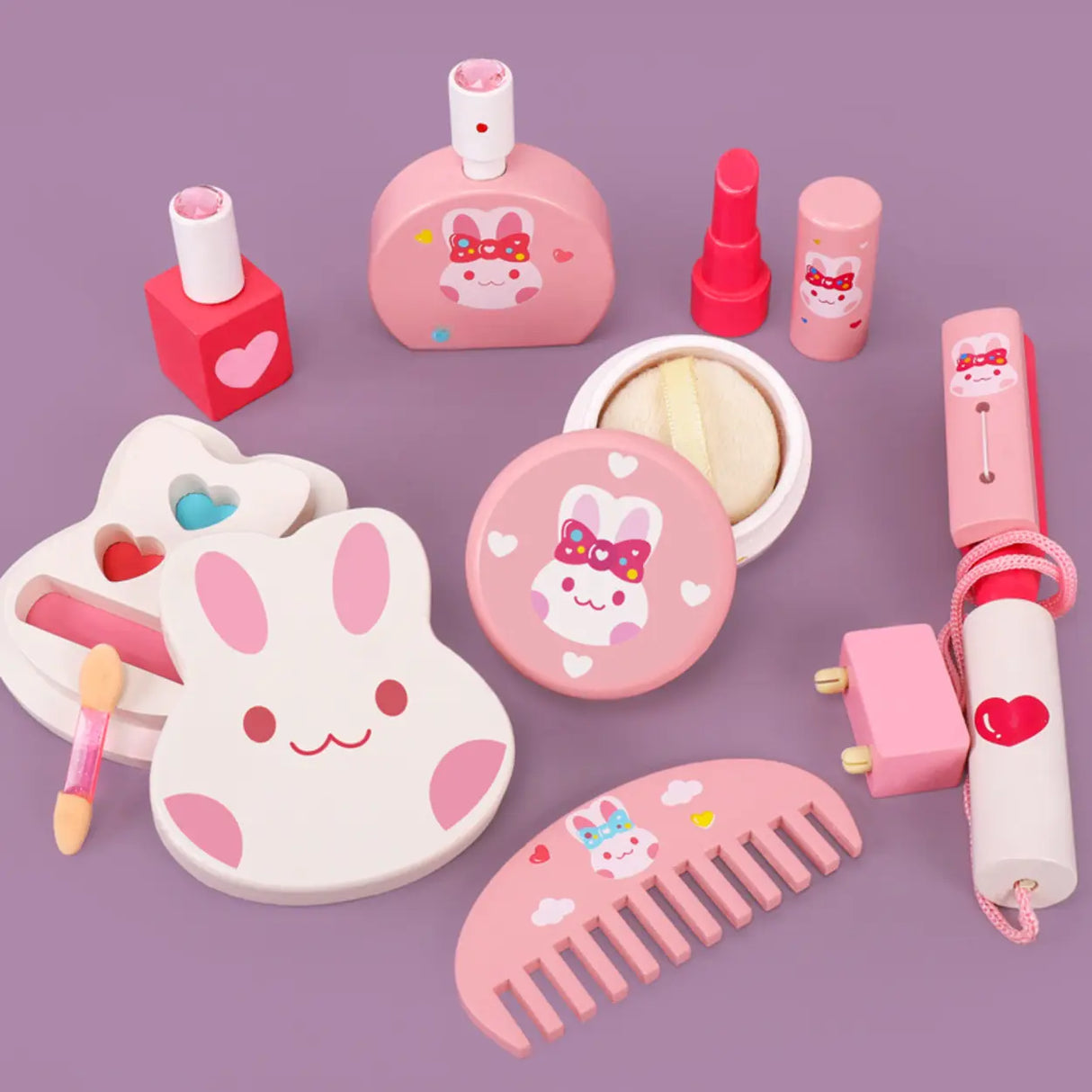 Pink Bunny Princess Vanity Set with Mirror and Storage Image - 11