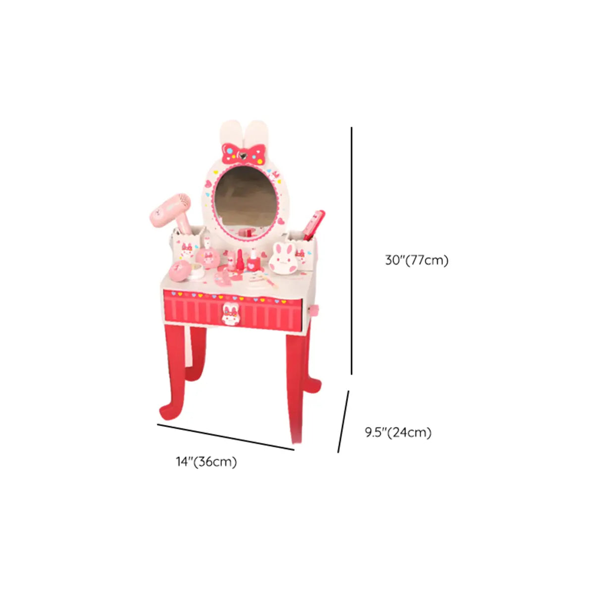 Pink Bunny Princess Vanity Set with Mirror and Storage Image - 15
