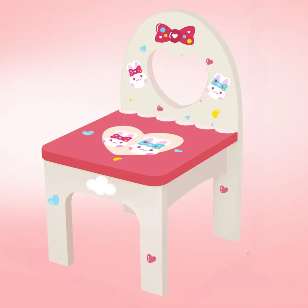 Pink Bunny Princess Vanity Set with Mirror and Storage Image - 8