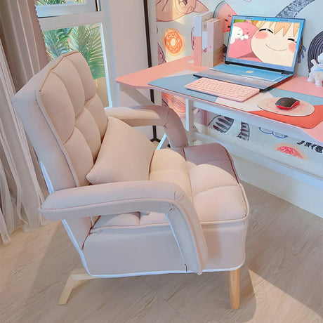Pink Contemporary Plush Fabric Home Office Chairs Image - 1