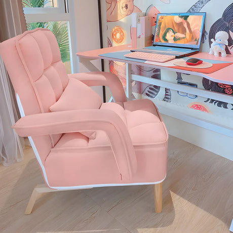 Pink Contemporary Plush Fabric Home Office Chairs Image - 2