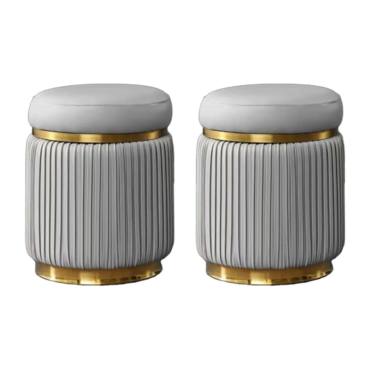 Pink Cylindrical Upholstered Velvet Gold Accent Vanity Stool Image - 13