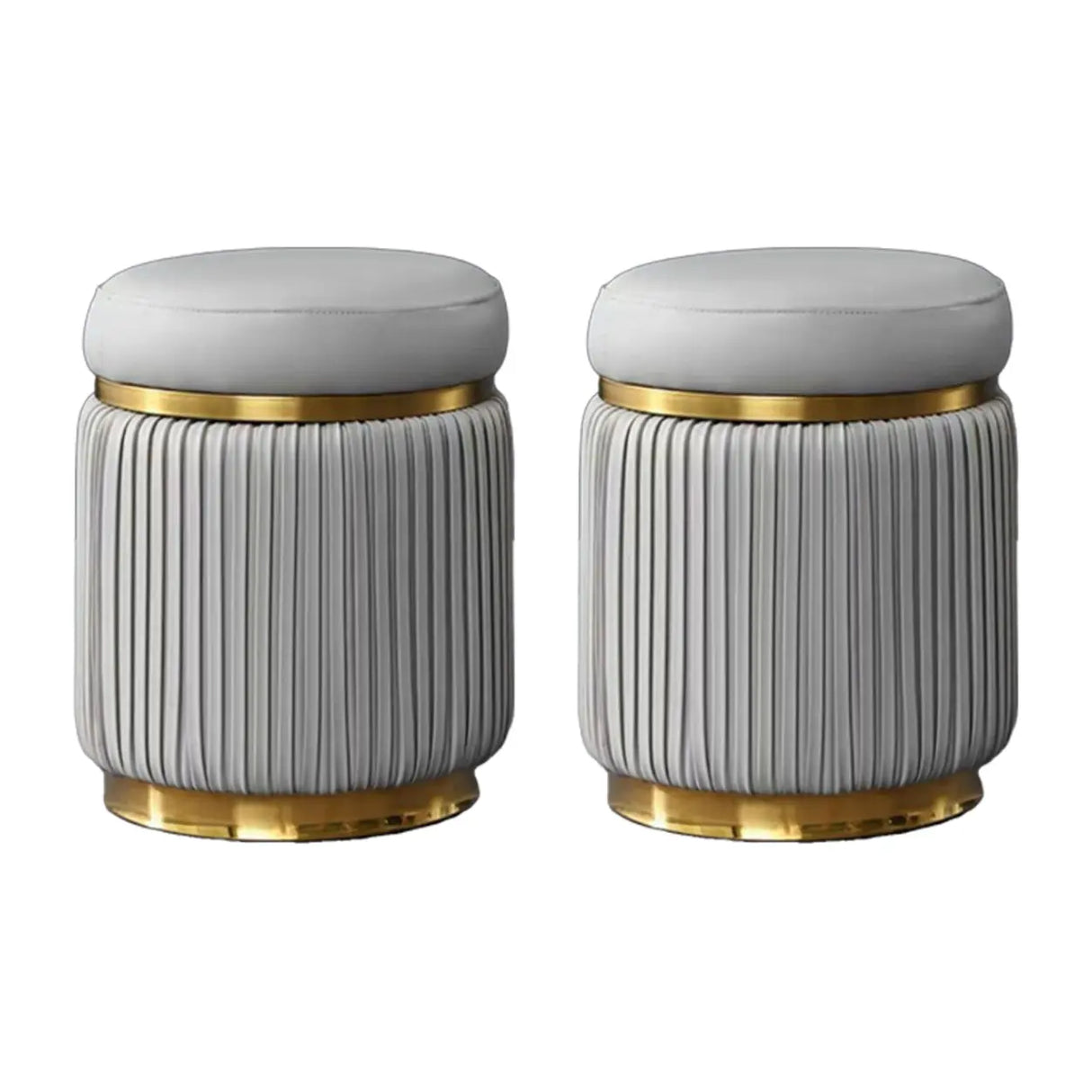 Pink Cylindrical Upholstered Velvet Gold Accent Vanity Stool Image - 13