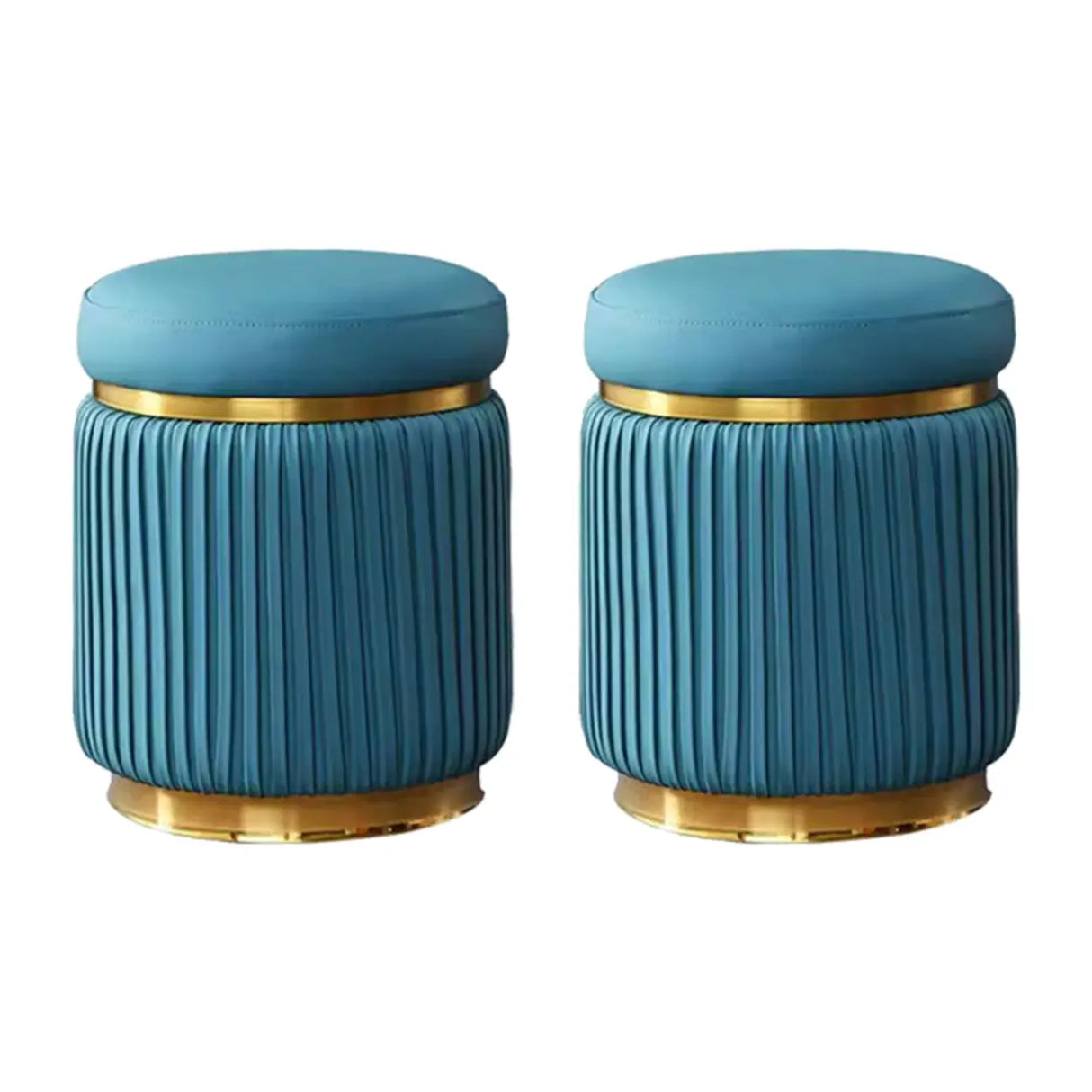 Pink Cylindrical Upholstered Velvet Gold Accent Vanity Stool Image - 15