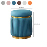 Pink Cylindrical Upholstered Velvet Gold Accent Vanity Stool #size