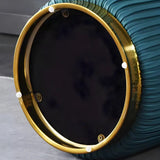 Pink Cylindrical Upholstered Velvet Gold Accent Vanity Stool Image - 7