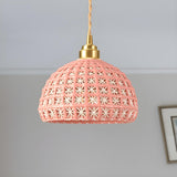 Pink Dome Vintage Stylish Metal Hollow Out Pendant Light Image - 12