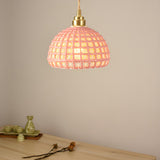 Pink Dome Vintage Stylish Metal Hollow Out Pendant Light Image - 13