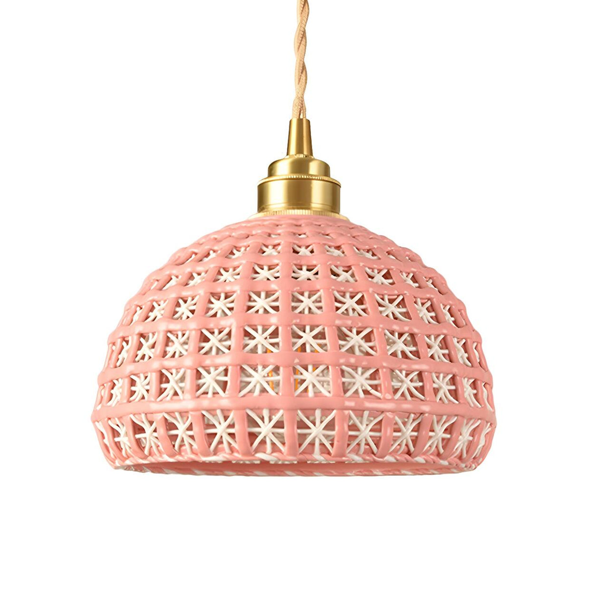 Pink Dome Vintage Stylish Metal Hollow Out Pendant Light Image - 14
