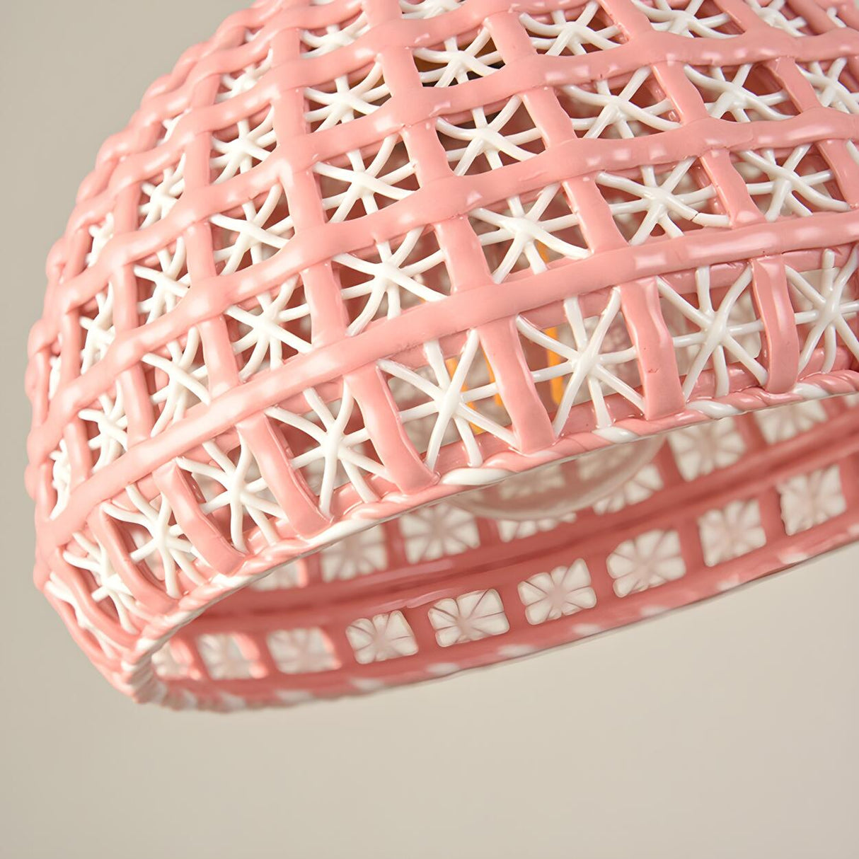Pink Dome Vintage Stylish Metal Hollow Out Pendant Light Image - 15