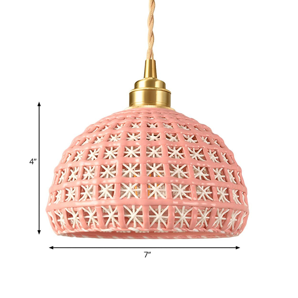 Pink Dome Vintage Stylish Metal Hollow Out Pendant Light 