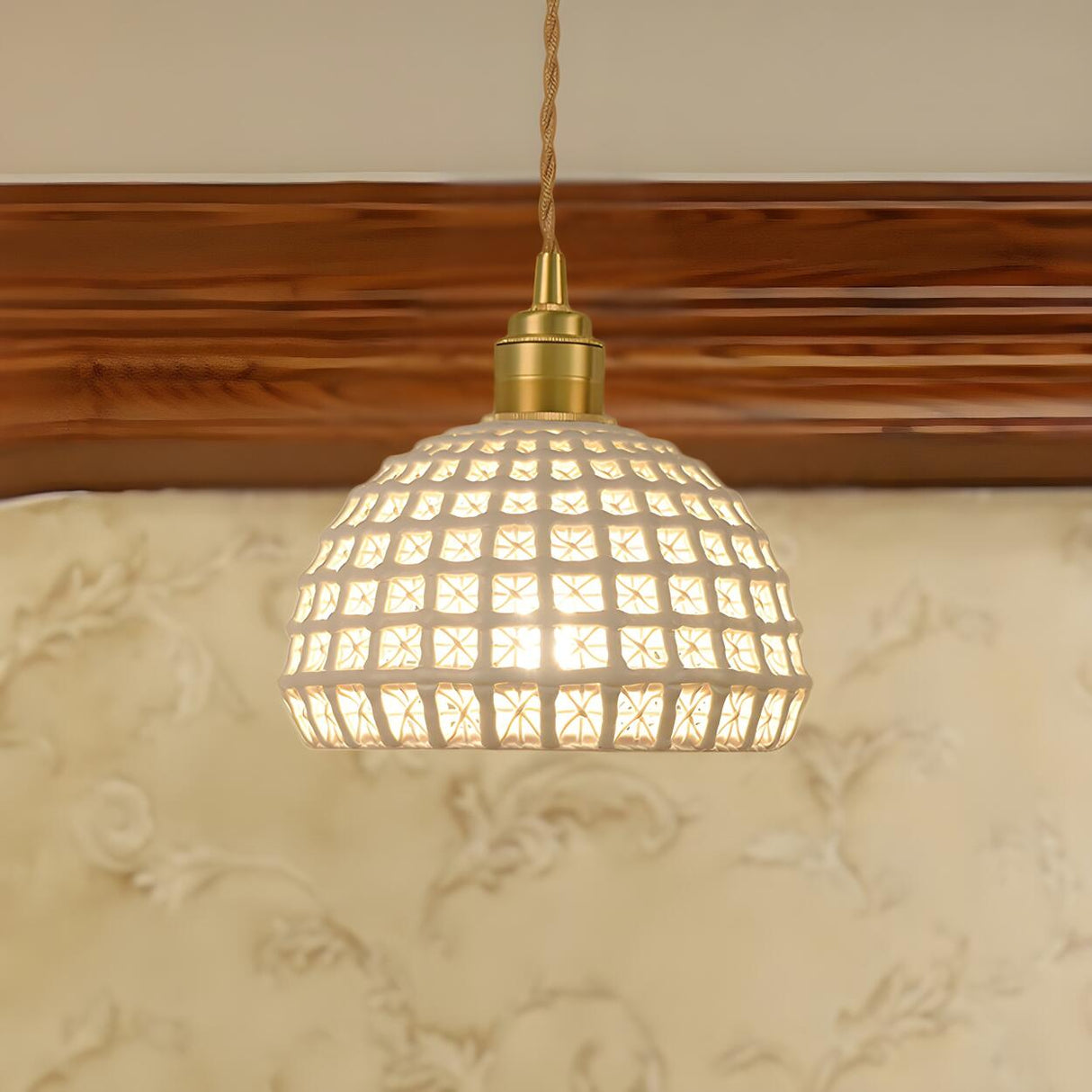 Pink Dome Vintage Stylish Metal Hollow Out Pendant Light Image - 6