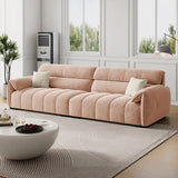 Pink Fabric Cushion Back Pillow Top Arm Extra Long Sofa Image - 1