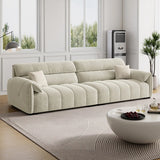 Pink Fabric Cushion Back Pillow Top Arm Extra Long Sofa Image - 13