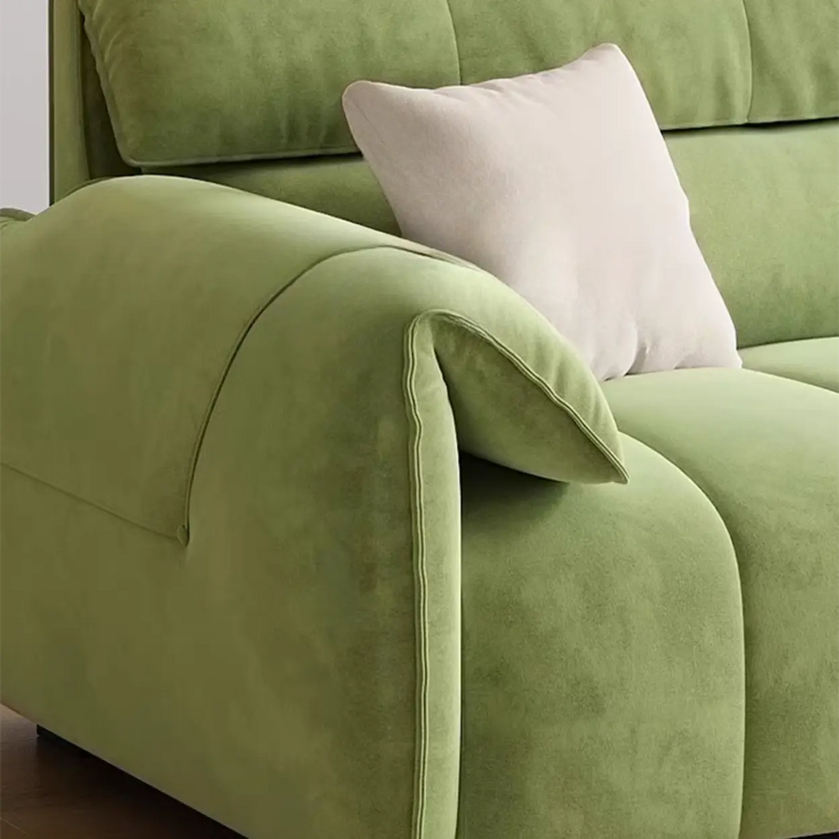 Pink Fabric Cushion Back Pillow Top Arm Extra Long Sofa Image - 14