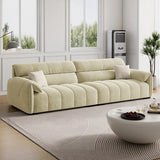 Pink Fabric Cushion Back Pillow Top Arm Extra Long Sofa Image - 16