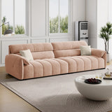 Pink Fabric Cushion Back Pillow Top Arm Extra Long Sofa Image - 17