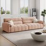 Pink Fabric Cushion Back Pillow Top Arm Extra Long Sofa Image - 17