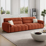 Pink Fabric Cushion Back Pillow Top Arm Extra Long Sofa Image - 22