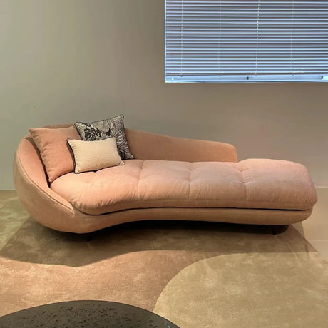 Pink Fabric Upholstered Foam Fill Black Leg Chaise Image - 1