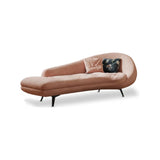 Pink Fabric Upholstered Foam Fill Black Leg Chaise Image - 2