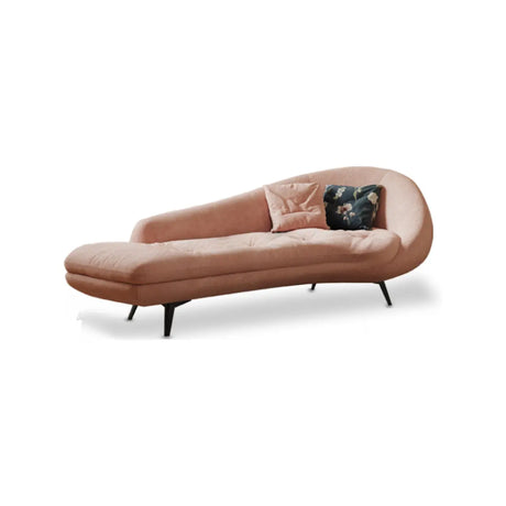 Pink Fabric Upholstered Foam Fill Black Leg Chaise Image - 2