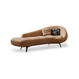 Pink Fabric Upholstered Foam Fill Black Leg Chaise Image - 3