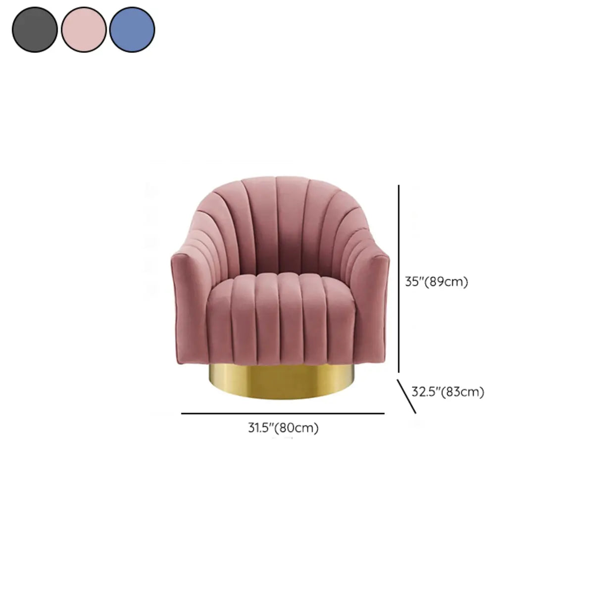 Pink Flannel Sewn Pillow Back Round Base Arm Chair 