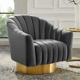 Pink Flannel Sewn Pillow Back Round Base Arm Chair Image - 5
