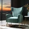 Pink Flannel Track Arms Fixed Back Wingback Chair Image - 15