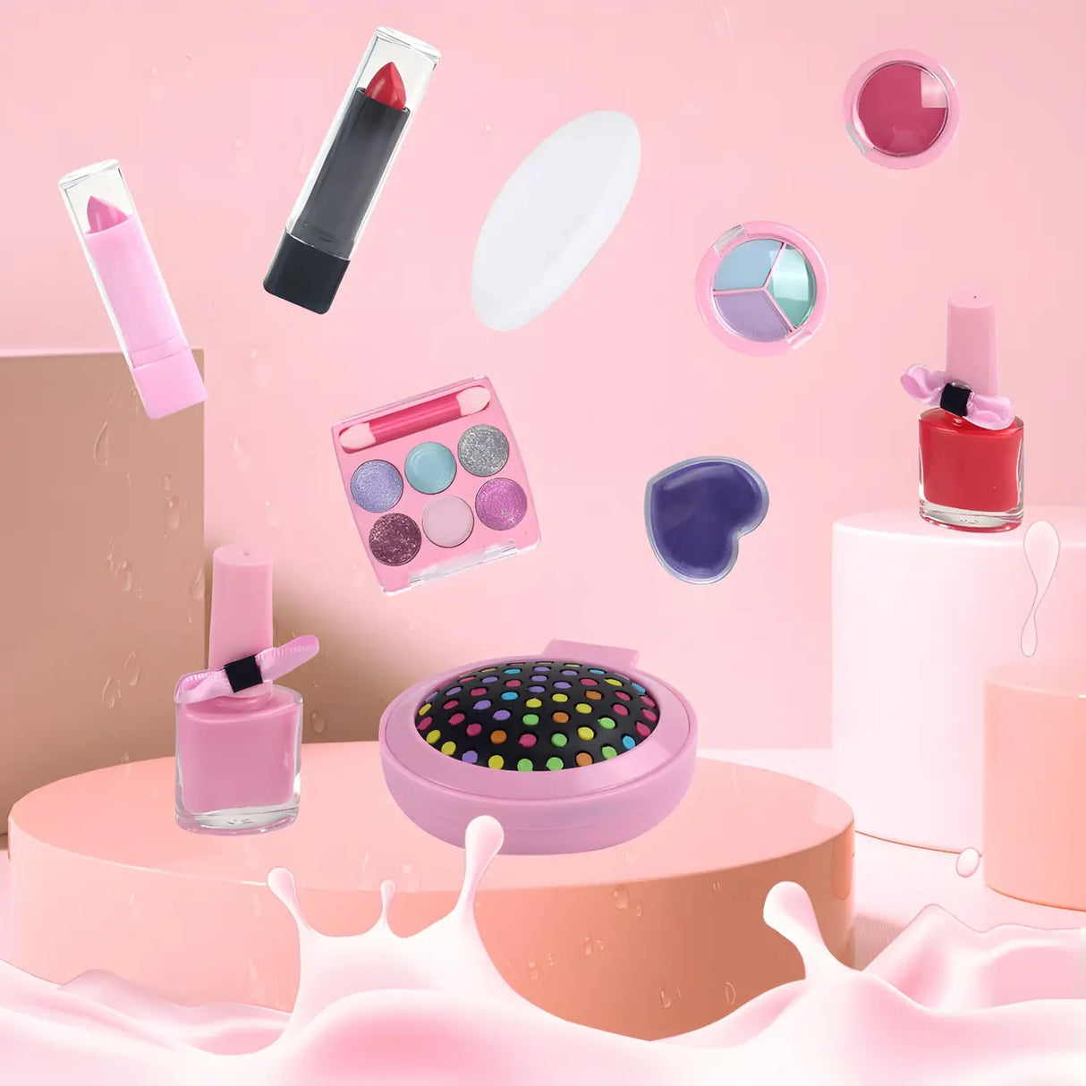 Pink Kids Makeup Vanity Case with Mirror and Storage Image - 7