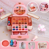 Pink Plastic Storage Makeup Vanity Case Toy Set with Mirror Image - 11
