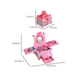 Pink Plastic Storage Makeup Vanity Case Toy Set with Mirror #size