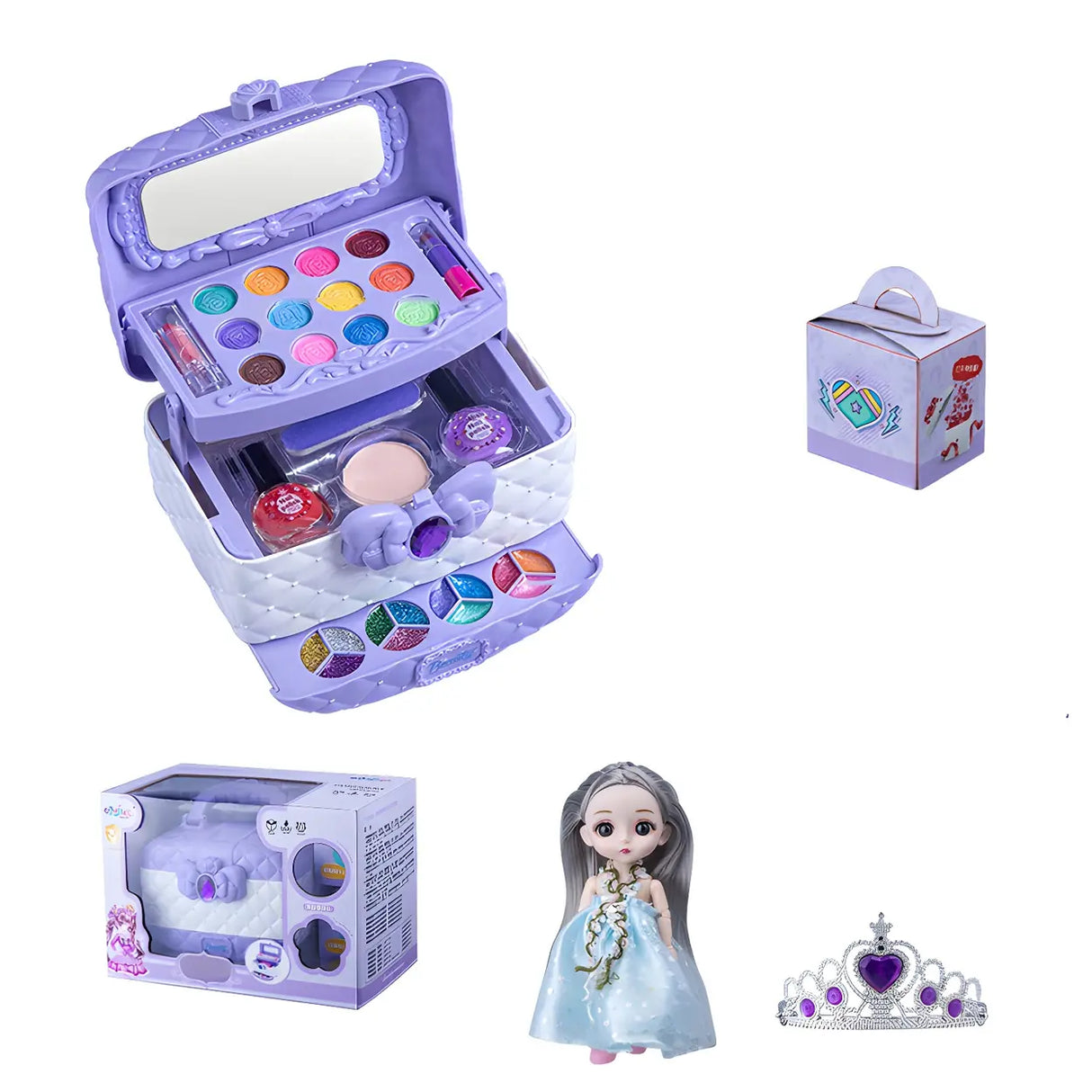 Pink Plastic Storage Makeup Vanity Case Toy Set with Mirror Image - 3