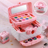 Pink Plastic Storage Makeup Vanity Case Toy Set with Mirror Image - 6