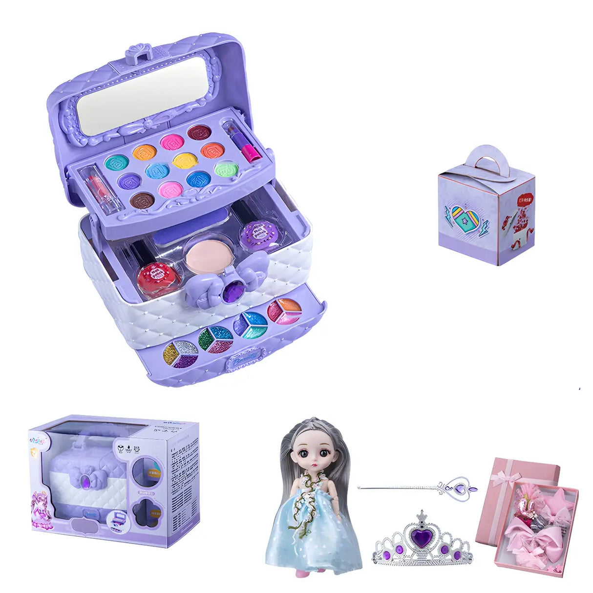 Pink Plastic Storage Makeup Vanity Case Toy Set with Mirror Image - 7